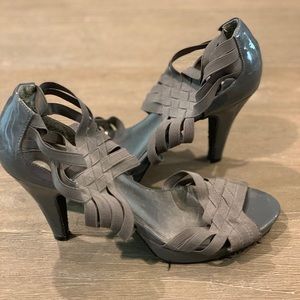 Madden Girl grey elastic strap heels